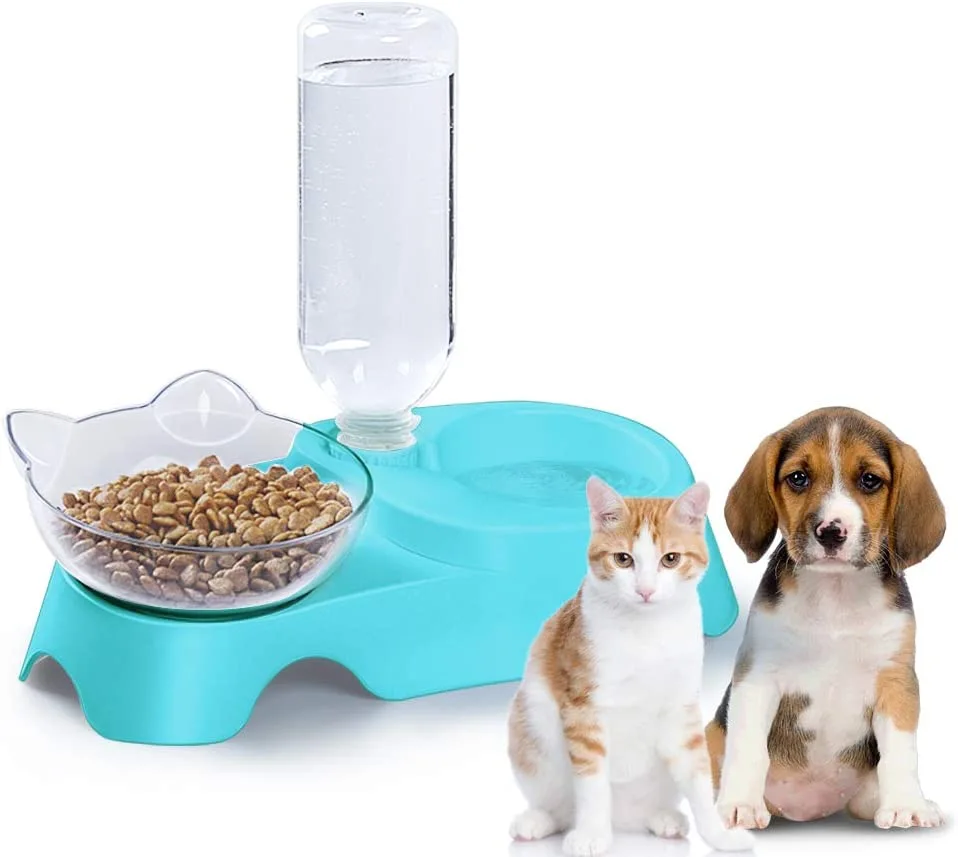 Water and Food Bowl Set with Automatic Waterer