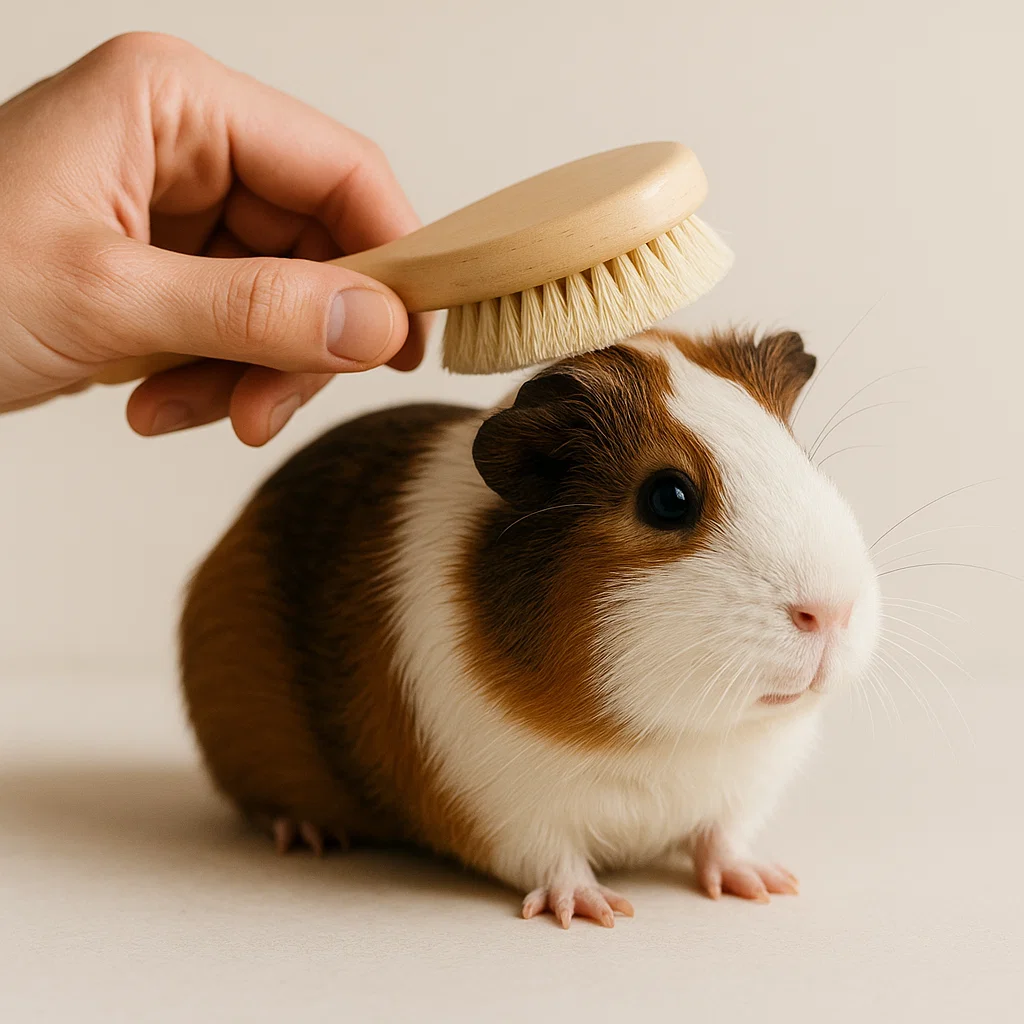 brushing guinea pig coat