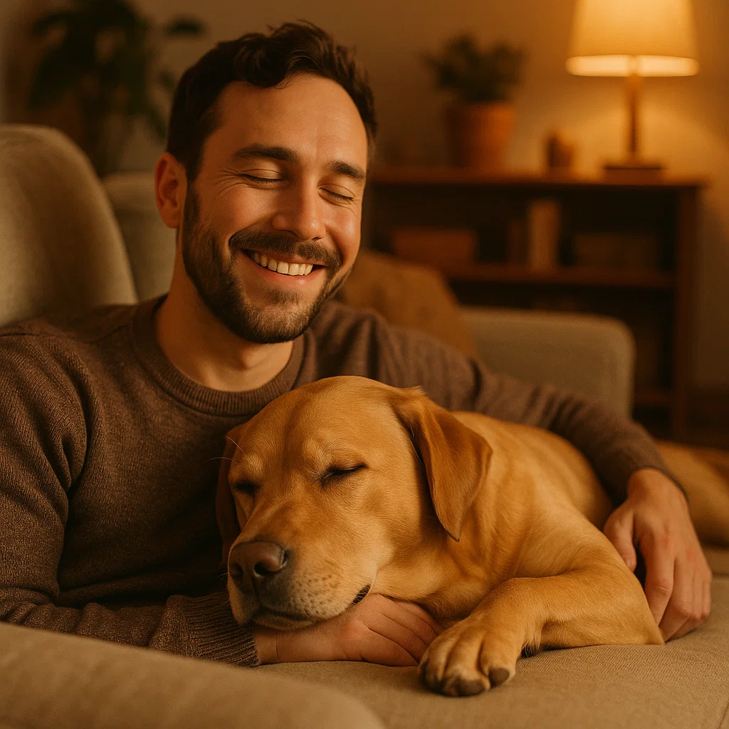 peaceful pet resting after training