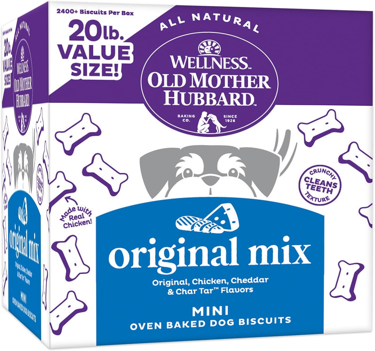 Wellness Original Mix Dog Biscuits, Natural, Training Treats, Four Flavors, Mini Size, (20 Pound Box)