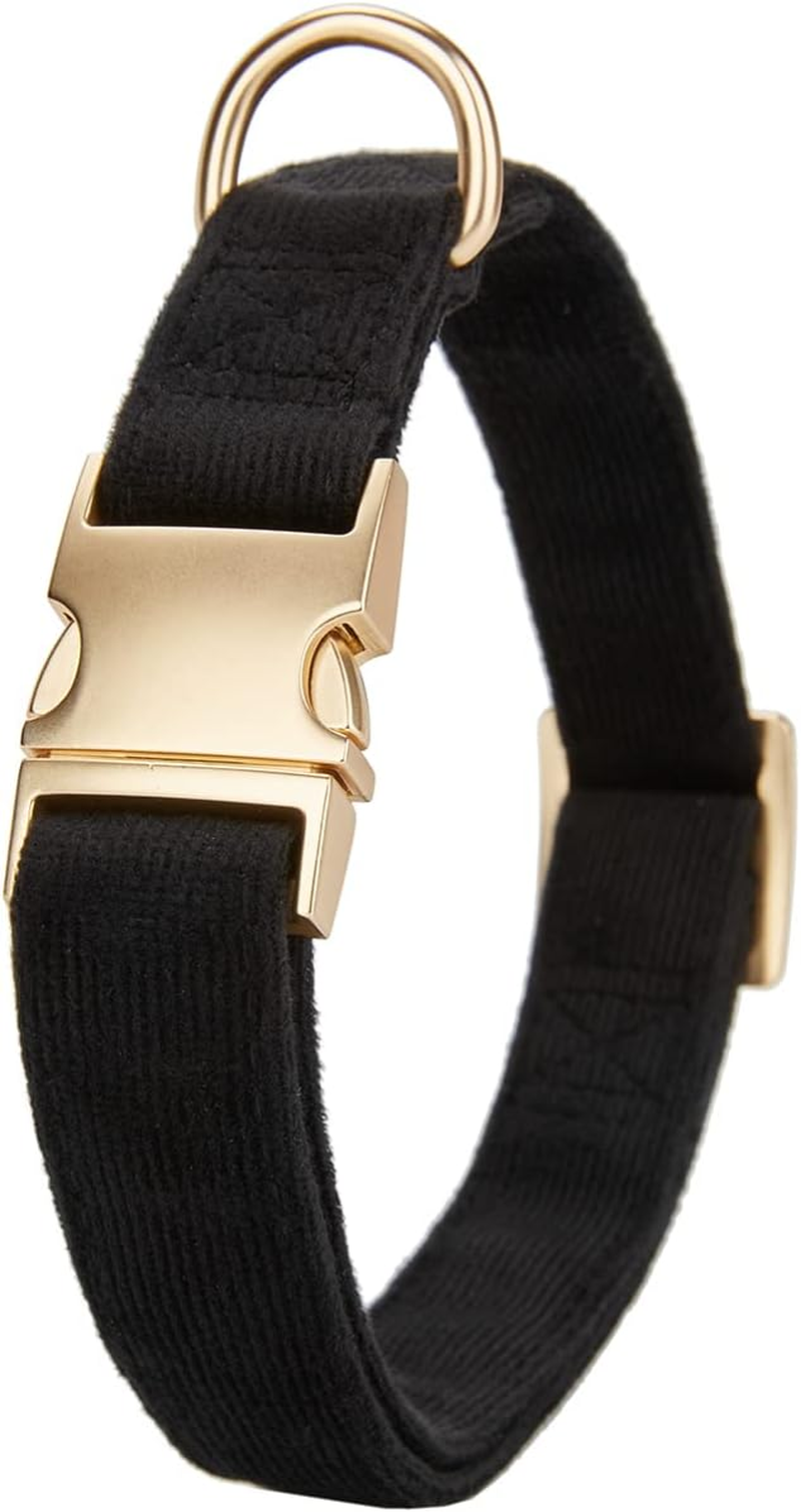 Soft Dog Collar with Metal Buckle Adjustable Durable Comfort Cotton Corduroy Collars for Medium Dogs Velvet Dog Collars, Black - Image 4
