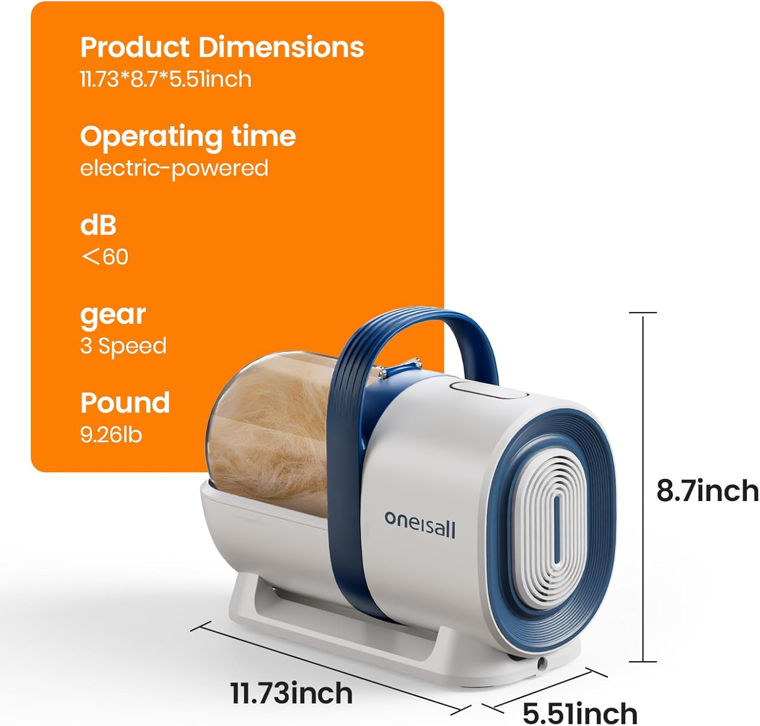 Dog Grooming Vacuum, Pet Grooming Vacuum with Clipper Nail Grinder, 1.5L Dust Cup Dog Deshedding Vacuum Brush with 7 Pet Grooming Tools for Shedding Pet Hair, Home Cleaning(Blue) - Image 8