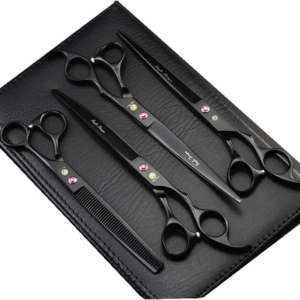 8 Inch Professional Pet Grooming Scissors Sets Dog Grooming Shear 1 Pc STRAIHT & 1 Pcthinning & 2 Pcs Curved Scissors
