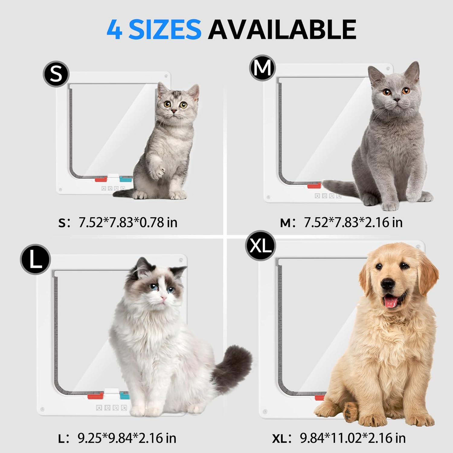 Medium Cat Door Interior Door Pet Door for Cat Exterior Door 4 Modes Locking Suitable for Window and Wall (White) - Image 2