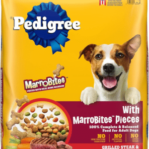 with Marrobites Pieces Adult Dry Dog Food, Grilled Steak and Vegetable Flavor, 14 Lb. Bag