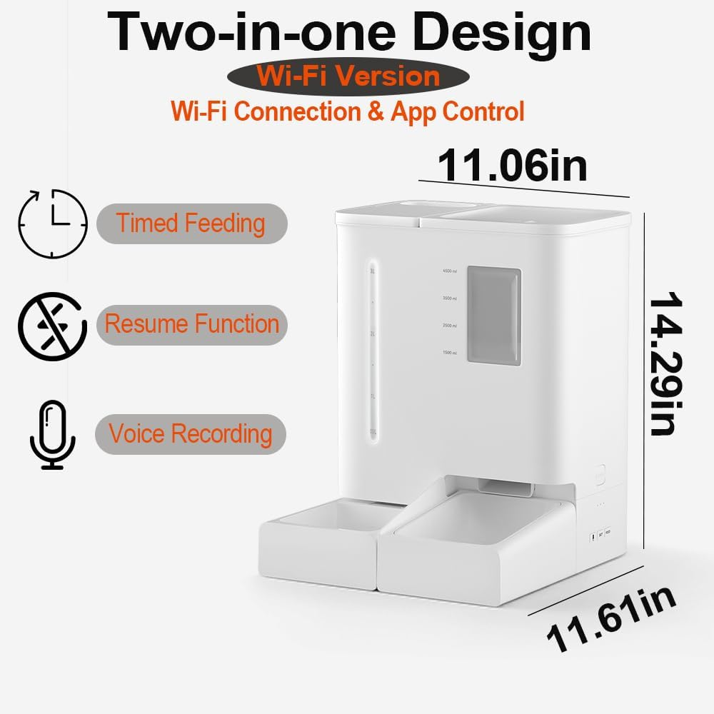 Automatic Cat Feeder and Water Dispenser Set, Dog Food and Water Dispenser Wifi 2-In-1 Set for Pets with App Control - Image 8
