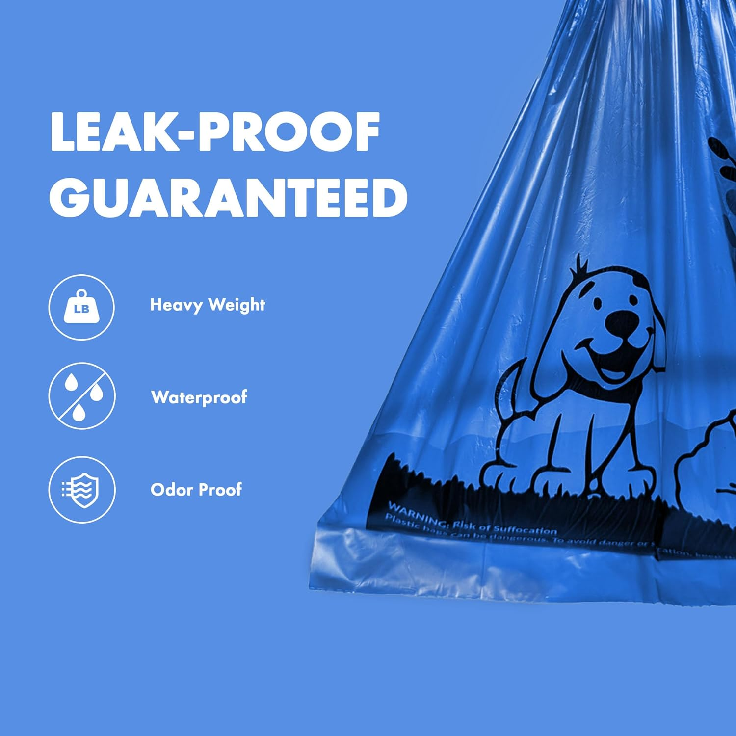 1000 Dog Poop Waste Bags with Dispenser and Leash Tie, 9" X 13", Blue, 1000 Count - Image 5