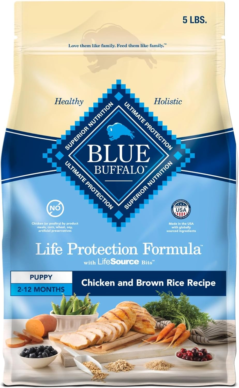 Life Protection Formula Puppy Dry Dog Food with DHA and ARA, Made with Natural Ingredients, Chicken & Brown Rice Recipe, 5-Lb Bag