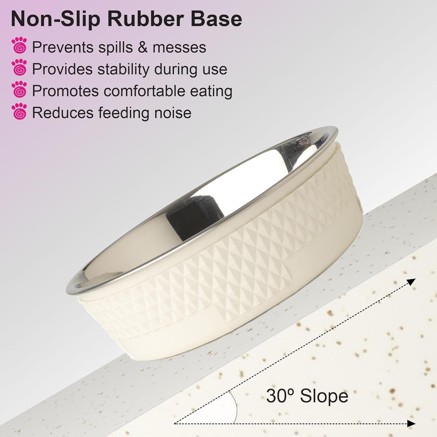 16011 Kona Stainless Steel Non-Slip Dishwasher-Safe Dog Bowl 6.5-Cup 8.5-Inch Diameter 2.75-Inch Tall for Large and Extra Large Dogs and Cats, White - Image 7