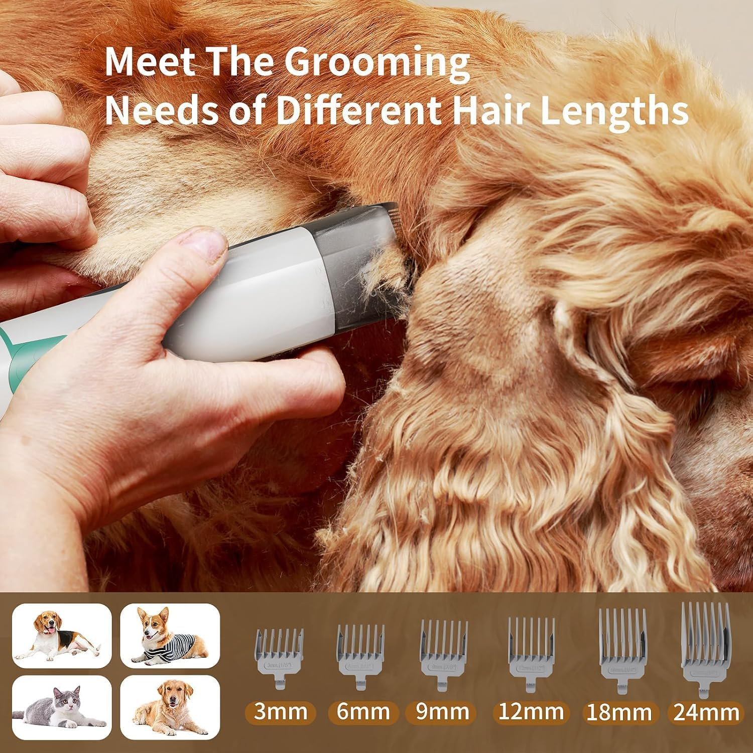 Dog Grooming Kit, Pet Grooming Vacuum with Pet Clipper Nail Grinder, Dog Hair Vacuum with 6 Pet Grooming Tools for Dogs Cats Shedding Grooming - Image 4