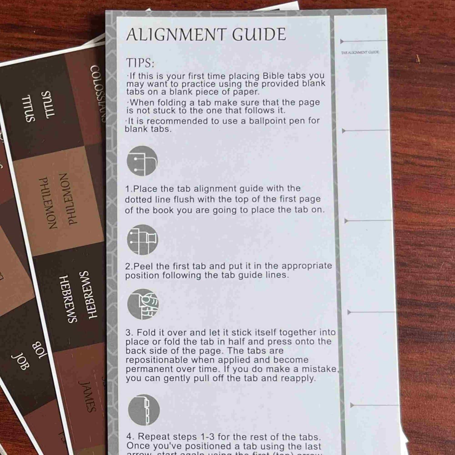 Reposition Laminated Bible Tabs, Large Print Stickers, Easy to Read & Apply Bible Tabs for Women & Man (Earthy Brown) - Image 2