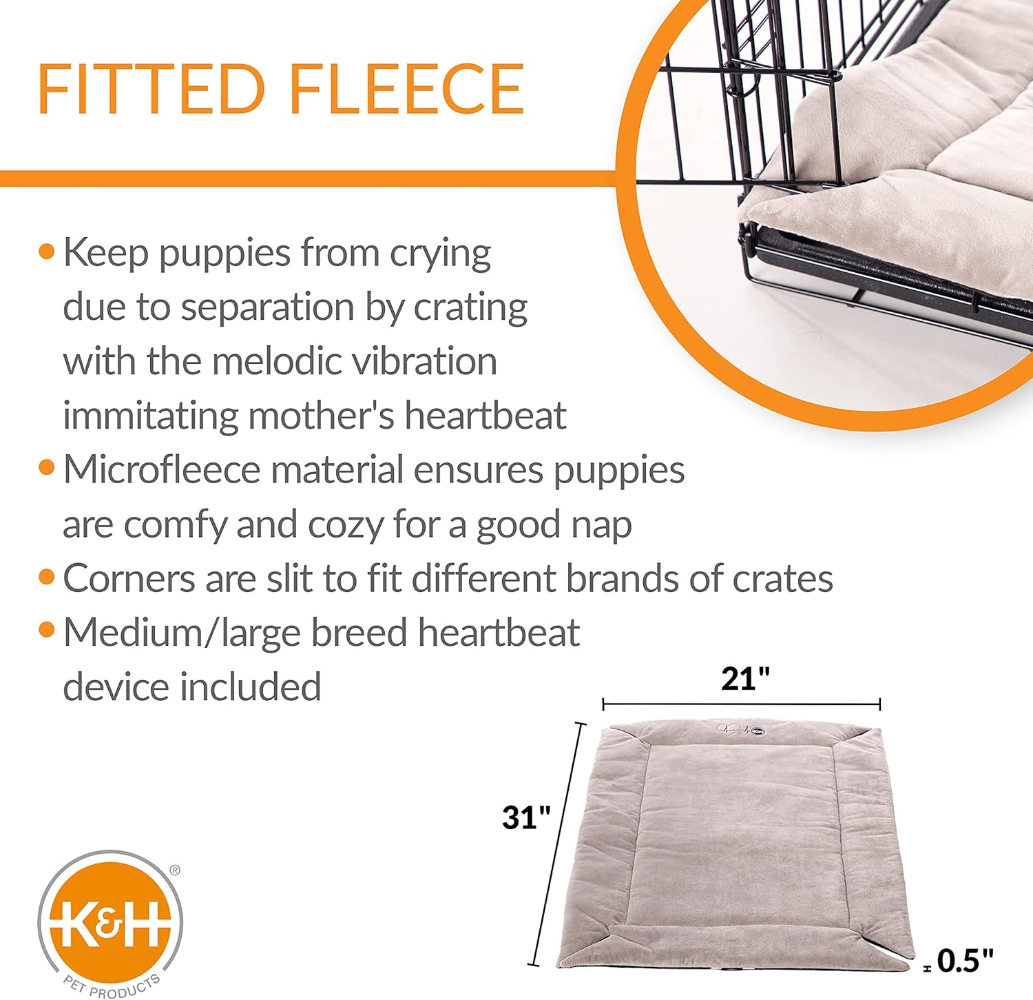 Mother’S Heartbeat Puppy Crate Pad Gray Fleece Medium/Large Breed Beat 21 X 31 Inches - Image 4