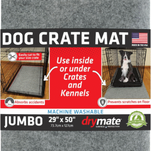 Dog Crate Mat Liner, Absorbs Urine, Waterproof, Non-Slip, Washable Puppy Pee Pad for Kennel Training - Use under Pet Cage to Protect Floors, Thin Cut to Fit Design (USA Made) (Lgrey)(29"X50")