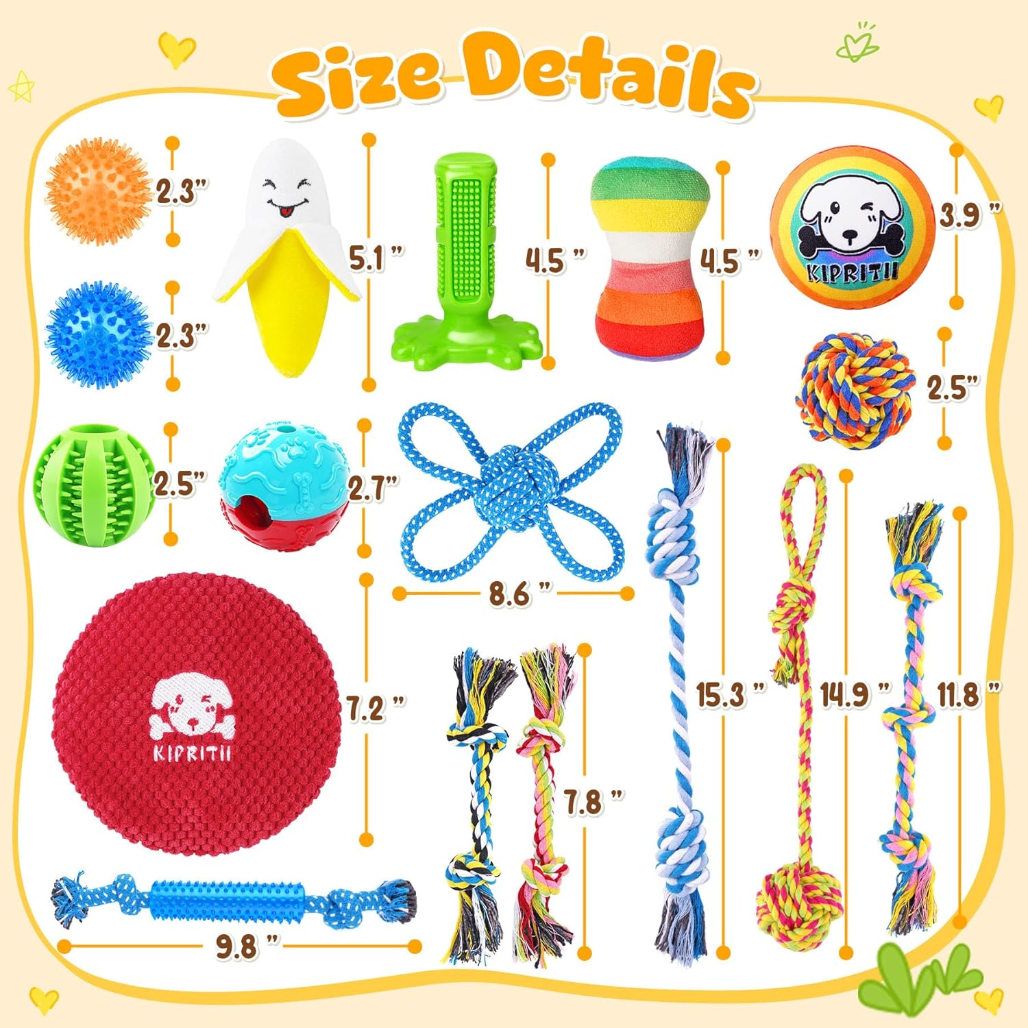 25 Pack Various Puppy Dog Toys for Teething, Entertainment & Interaction, Puppy Chew Toys Pack with Rope Toy, Treat Balls and Dog Squeaky Toys for Puppies & Small Dogs - Image 6