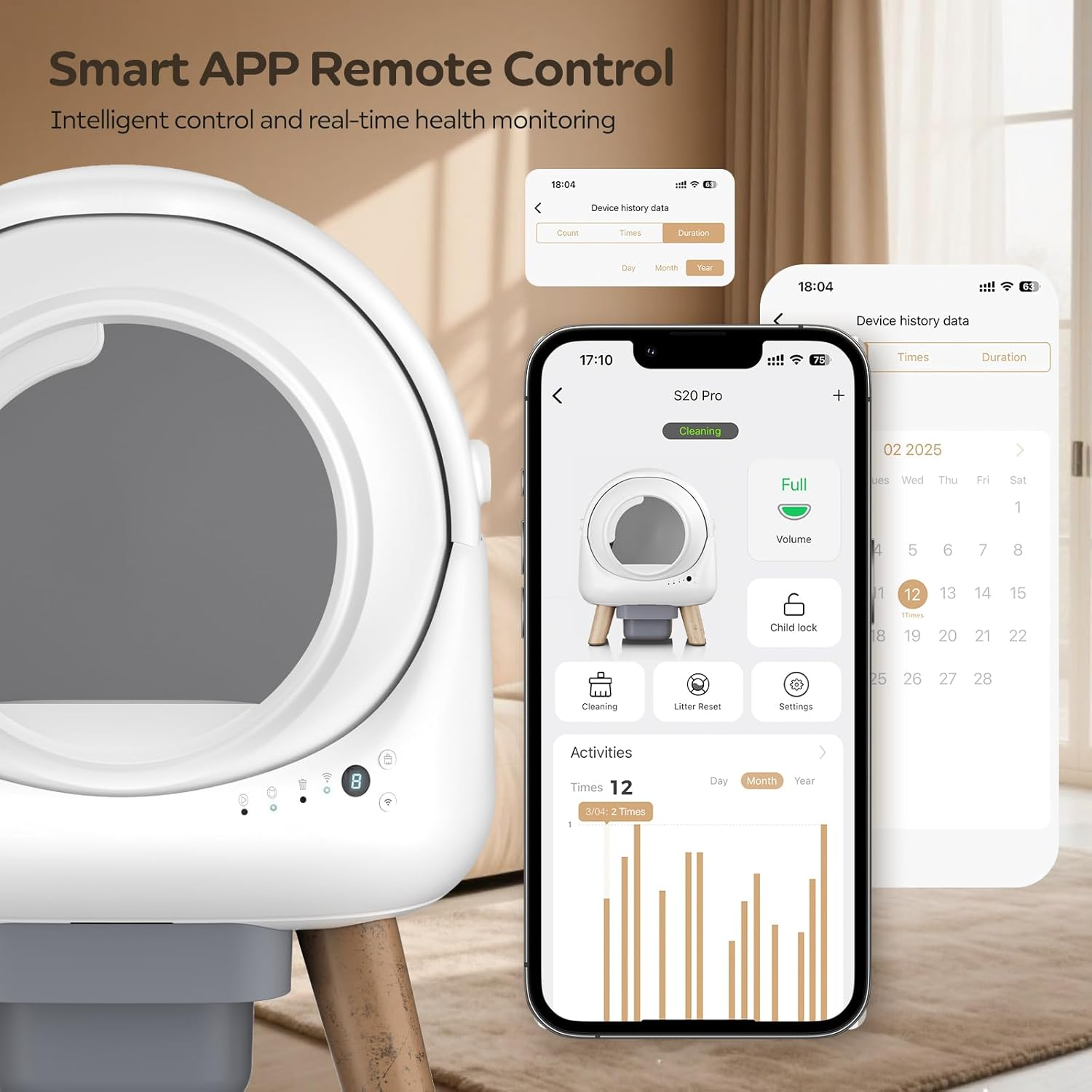 Self Cleaning Litter Box,Automatic Cat Litter Box for Multiple Cats,Robot with APP Control,Dual Safety Protection,Odor-Free Waste Disposal Includes Trash Bags,White - Image 4