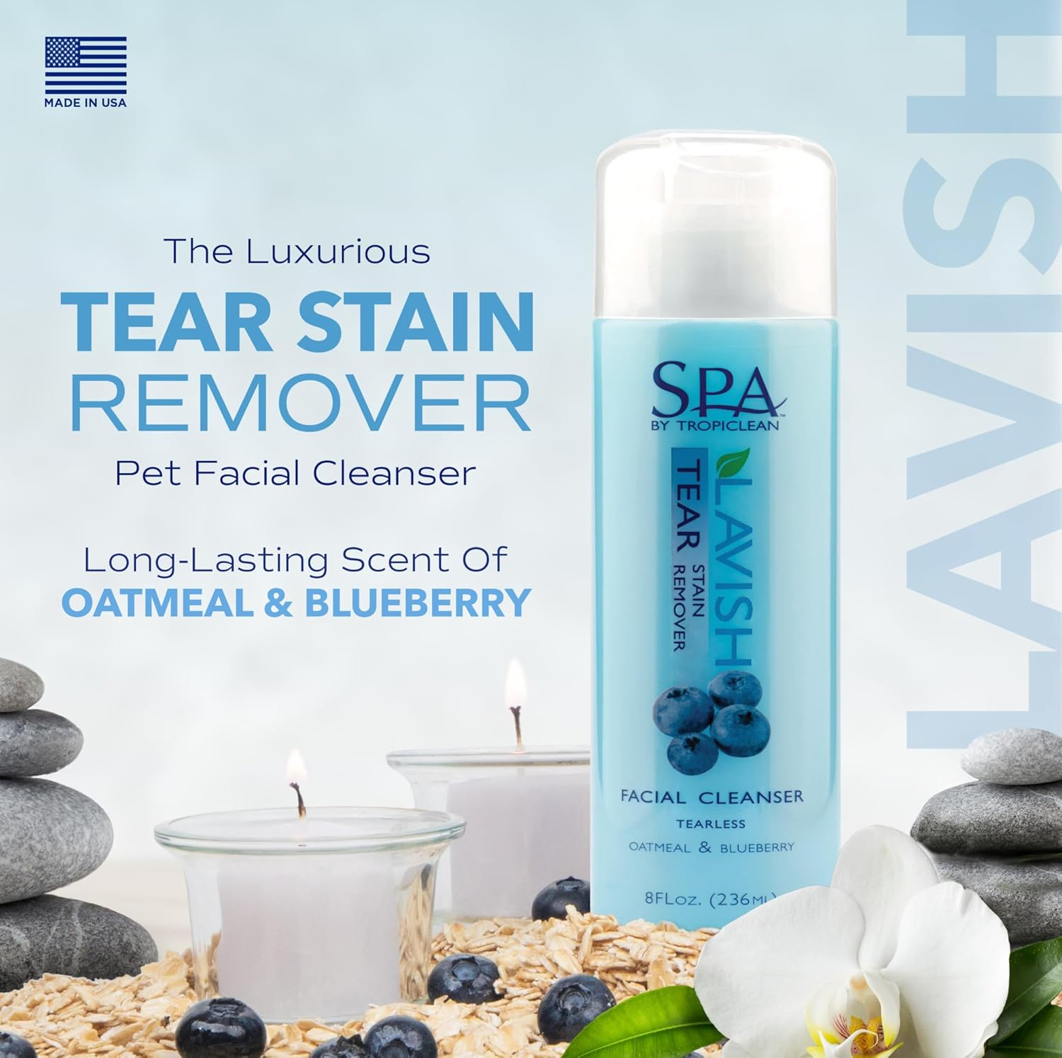 SPA Tear Stain Remover for Dogs | Blueberry Facial Shampoo | Odor Eliminator | Tearless | Whitening and Brightening | Made in USA | 8Oz. - Image 3
