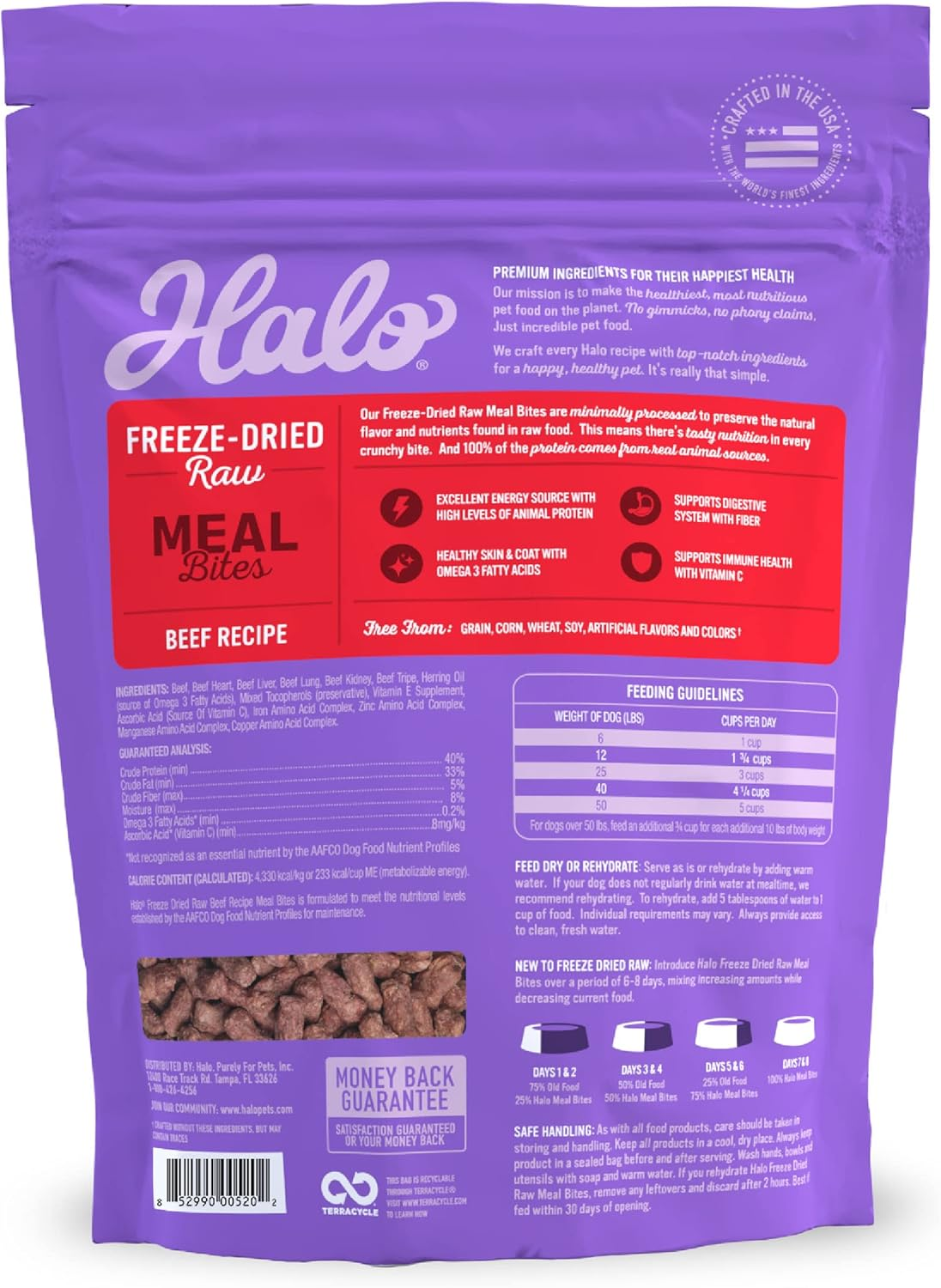 Freeze Dried Raw Dog Food, Beef Recipe, 100% Protein Source, Real Meat for Natural Energy, Meal Bites, 14 Oz Bag - Image 3