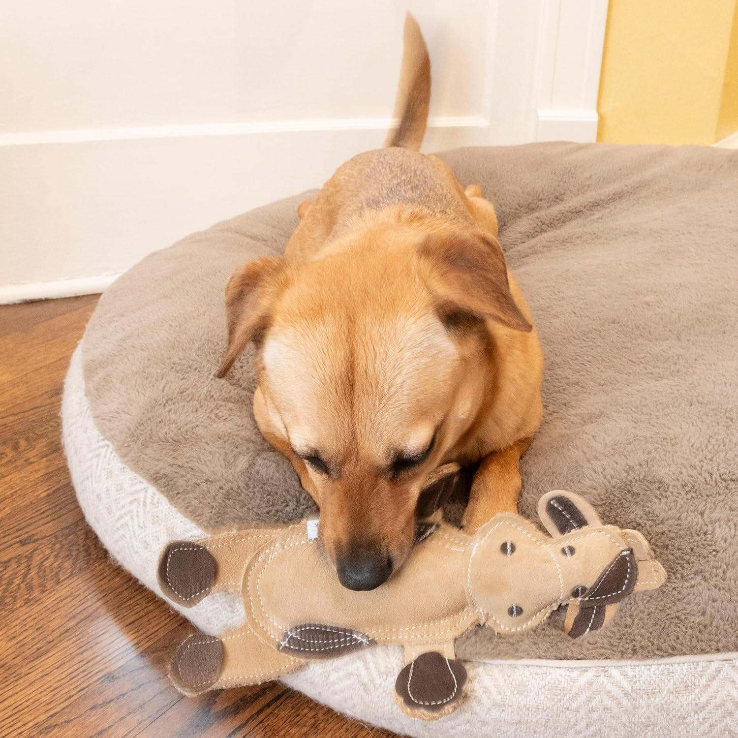 Dura-Fused Leather Barnyard Animals - Stuffed Dog Toy with Squeaker, Real Leather & Jute Fabric, for Light to Moderate Chewers, Great for Adult Dogs and Puppies - 11In, Assorted Styles, 1 Piece - Image 10