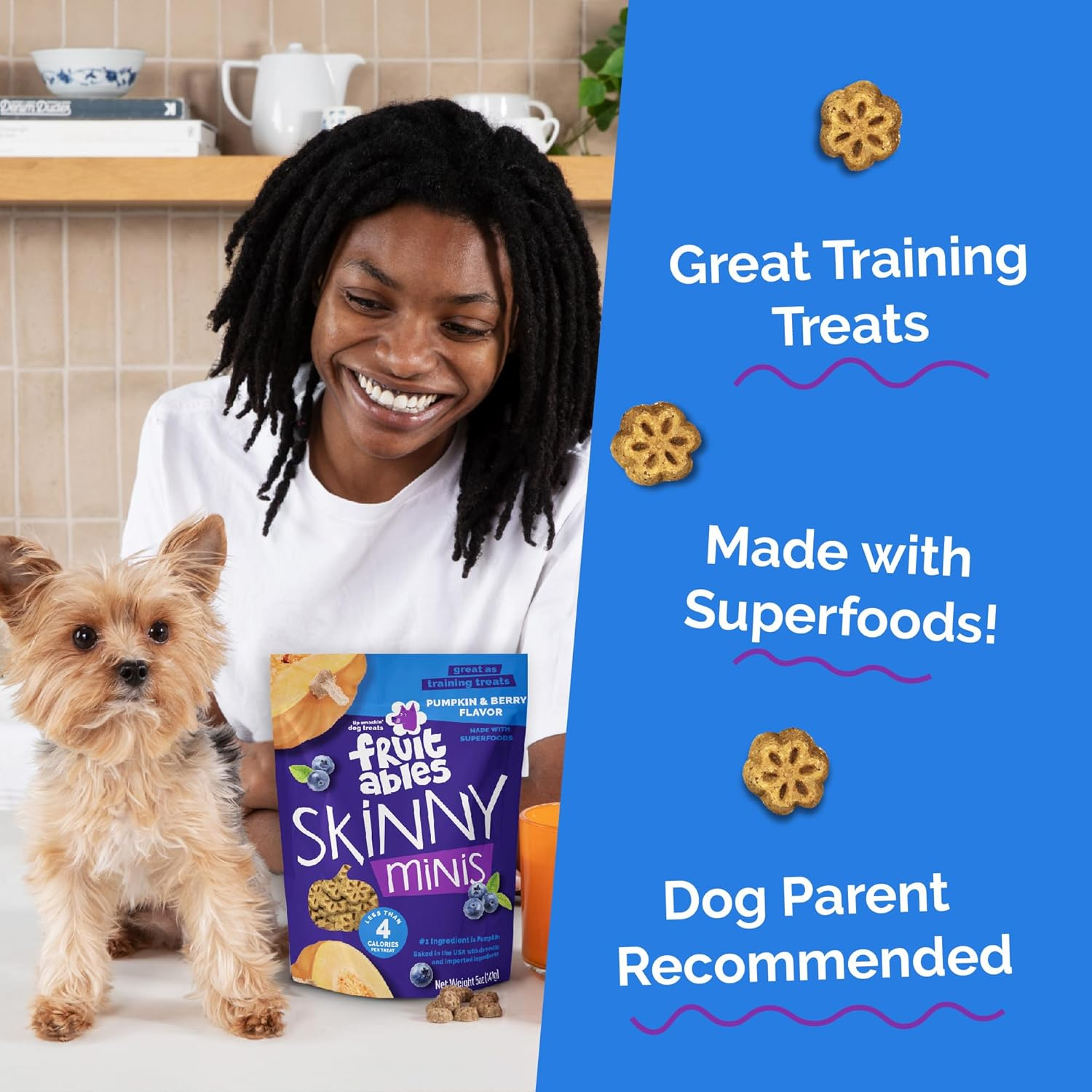 Skinny Mini Dog Treats, Healthy Pumpkin Treat for Dogs, Low Calorie & Delicious, Puppy Training, No Wheat, Corn or Soy, Made in the USA, Pumpkin and Berry Flavor, 5Oz - Image 4