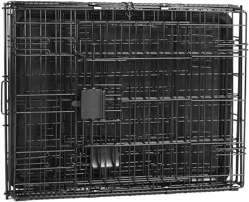 Durable,Foldable Metal Wire Dog Crate with Tray, Double Door, Divider, 24 X 18 X 20 In, Black - Image 4