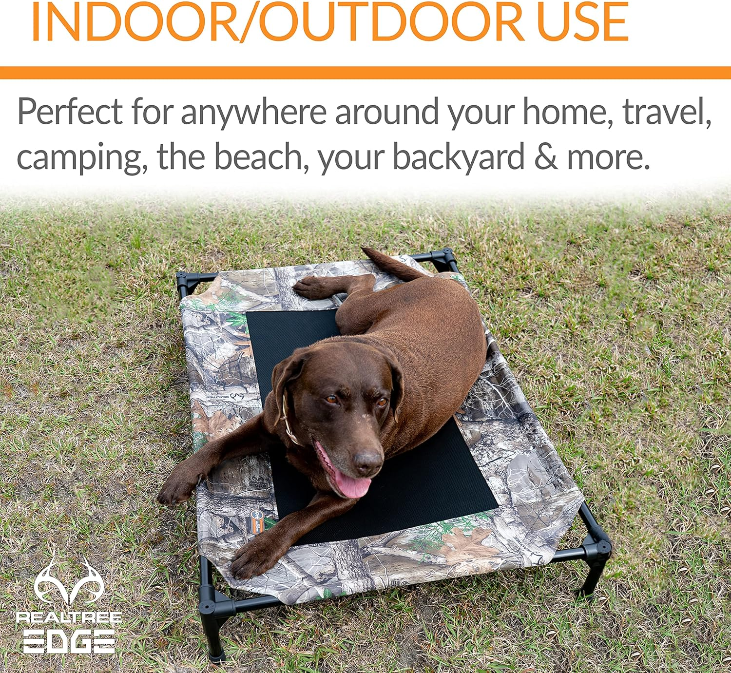 Outdoor Elevated Dog Cot, Breathable Cooling Elevated Cot Hammock Pet Bed for Medium Dogs, Washable Mesh Cover, Raised Metal Frame, Collapsible, Portable - Medium 32 X 25In Camo - Image 7