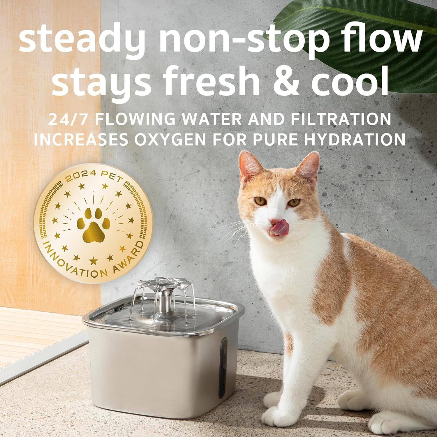 Innovation Award Winner Stainless Steel Cat Water Fountain, 95Oz/2.8L Automatic Pet Fountain Dog Water Dispenser with Replacement Filters & Silicone Mat for Cats, Dogs, Multiple Pets (Silver) - Image 6