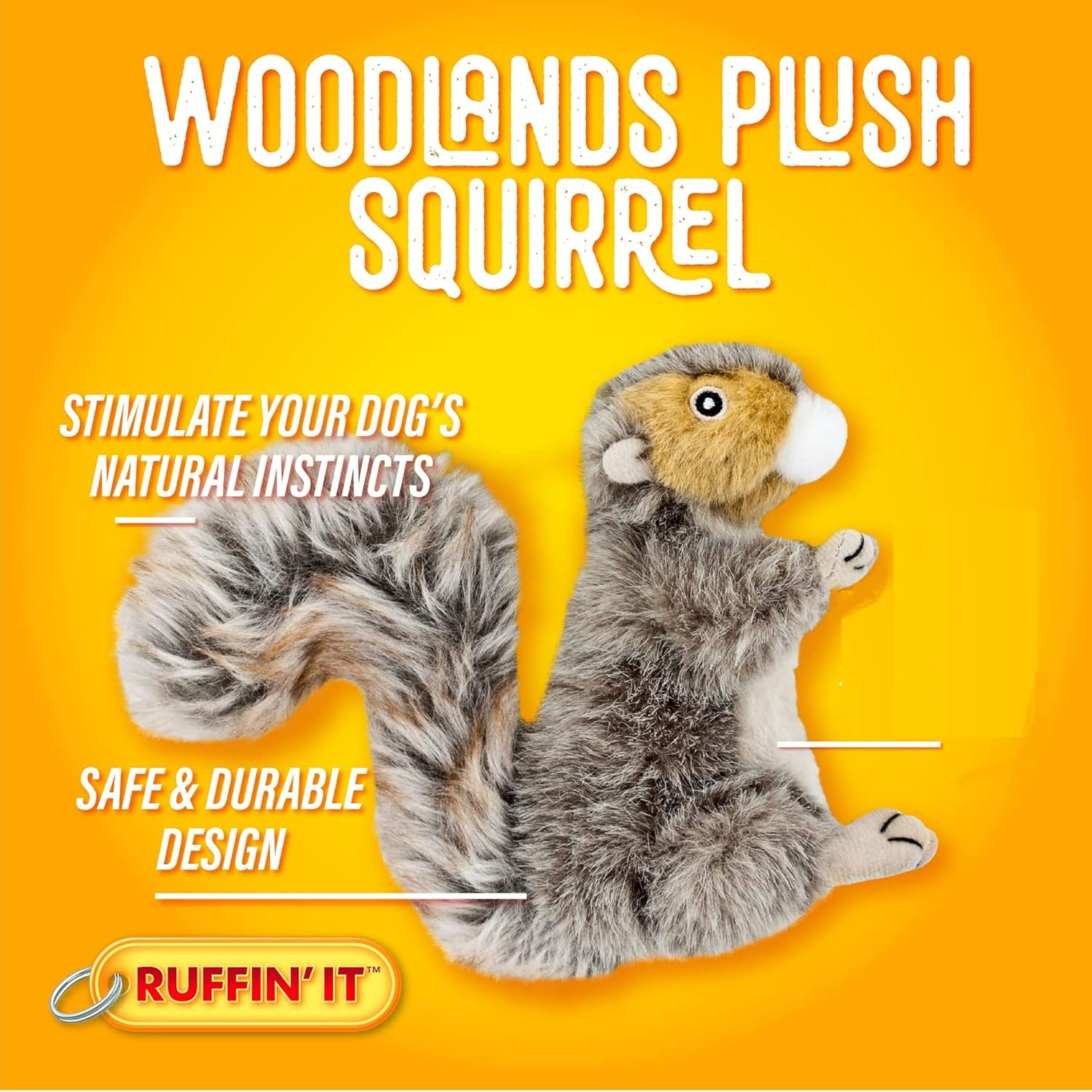 Woodlands Plush Squirrel Dog Toy, Small - Image 2