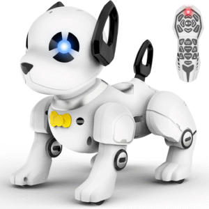 Remote Control Robot Dog Toy, RC Dog Programmable Smart Interactive Robotic Pets, RC Stunt Robot Toys Imitates Animals Music Dancing Handstand Push-Up Follow Functions for Boys Girls Toy White Silver