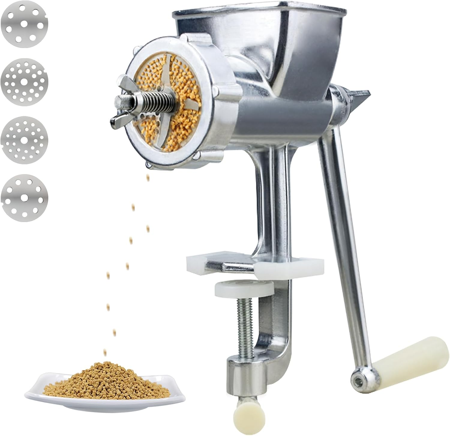 Manual Birds Fishing Bait Granulator Pelleter Manual Bird Food Pellet Maker Animal Pet Food Pellet Mell for Parakeet Canary Chicken Fish with 1.5Mm/2Mm/2.5Mm/3Mm Molds