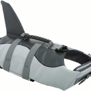 Dog Life Jacket Ripstop Shark Dog Safety Vest Adjustable Preserver with High Buoyancy and Durable Rescue Handle for Small,Medium,Large Dogs, Grey Shark X-Small