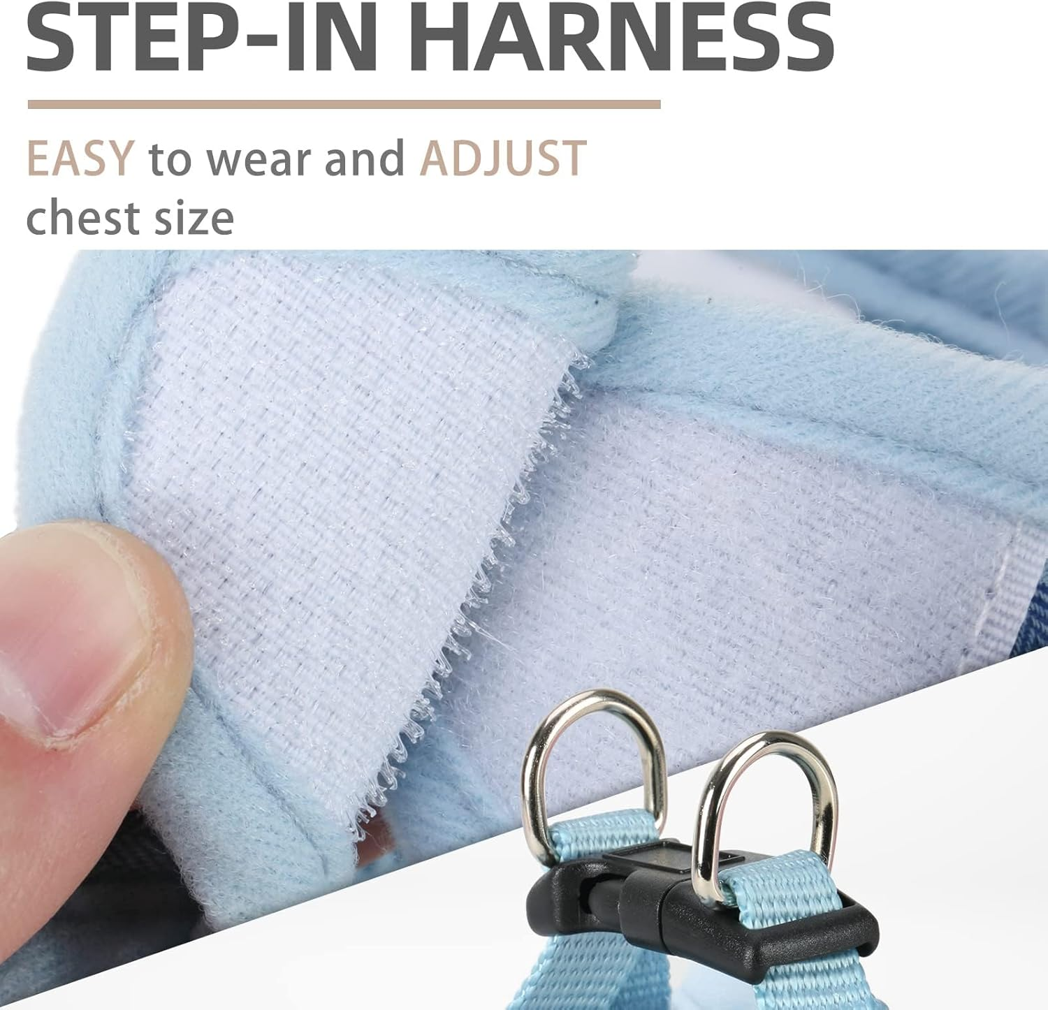 Adjustable Dog Harness Collar and Leash Set Step in No Pull Pet Harness for Small Medium Dogs Puppy and Cats Outdoor Walking Running, Soft Mesh Padded Reflective Vest Harnesses, Blue M - Image 3