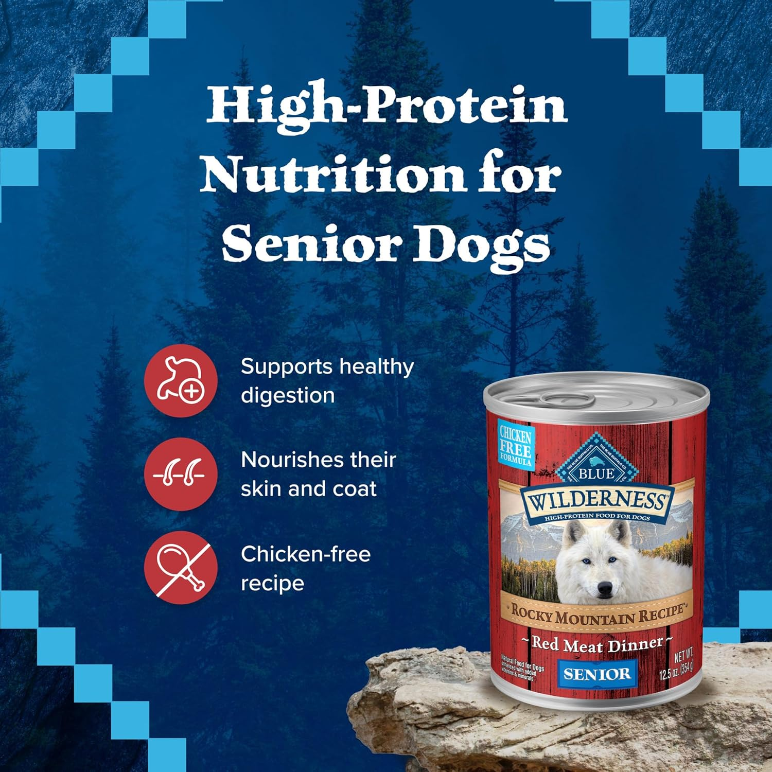 Wilderness Rocky Mountain Recipe Senior Wet Dog Food, High-Protein & Grain-Free, Made with Natural Ingredients, Red Meat Recipe, 12.5-Oz. Cans (12 Count) - Image 4