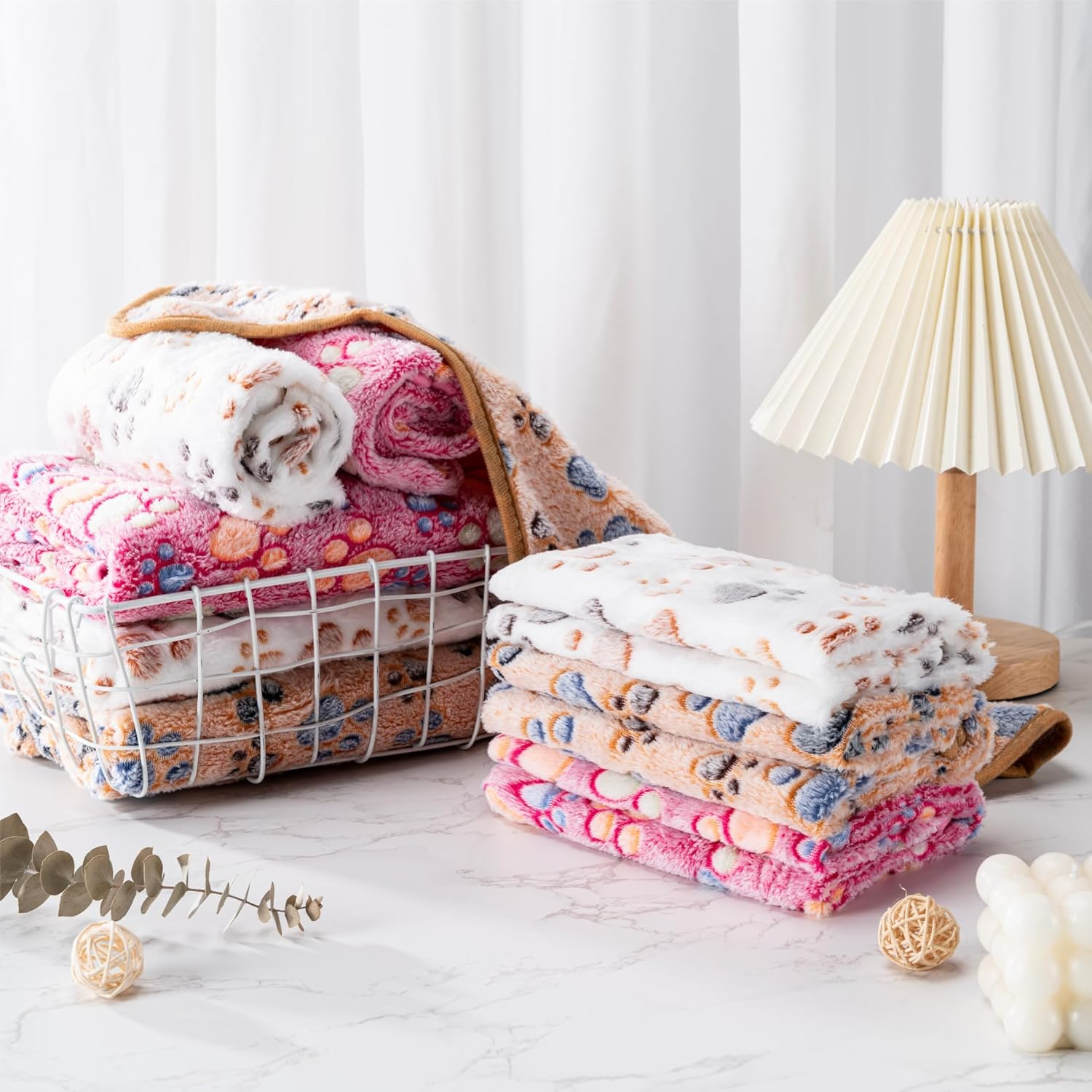 1 Pack 3 Blankets Super Soft Fluffy Premium Fleece Pet Blanket Flannel Paw Printed Throw for Dog Puppy Cat (Small 23X16'', Purple, Pink, Green) - Image 6