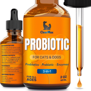 Liquid Probiotics for Dogs and Cats – 6 Billion CFU Pet Digestive Support – Dog Probiotics with Enzymes – Cat Probiotic Supplement – 2-Oz Bottle