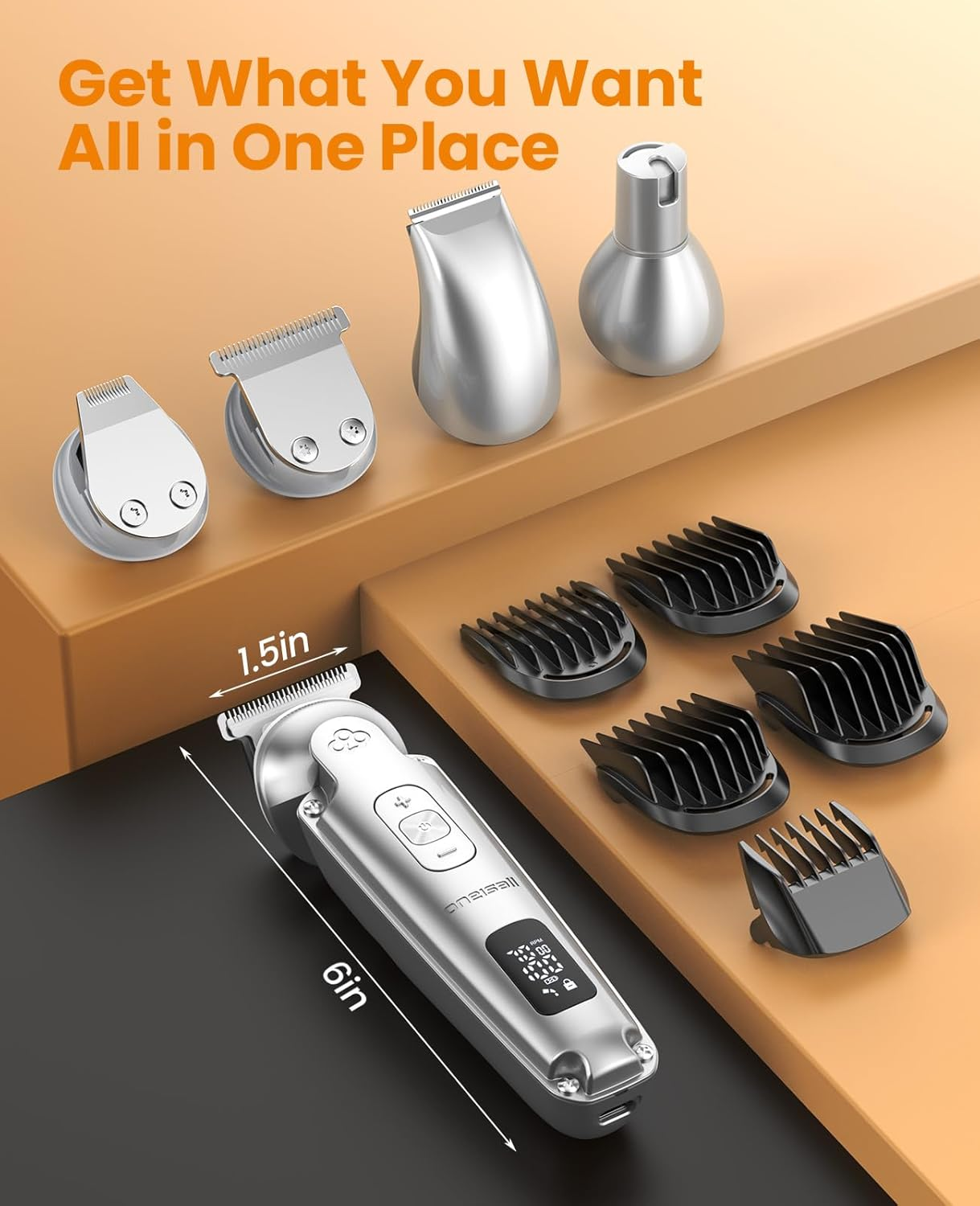 Small Dog Clippers and Paw Trimmer with Low Noise, 4 - in - 1 Cordless Dog Grooming Kit with 3 - Level Speed Clippers (7000 RPM) for Grooming Thick Hair, Waterproof Shaver for Dogs and Cats - Image 7