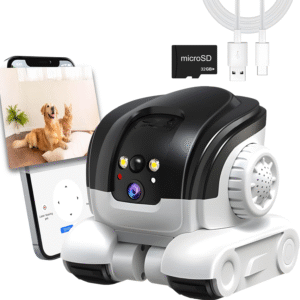 Pet Camera, 1080P Movable Robot Pet Cam Indoor with Phone APP, Security Camera for Home, Upgrade Wireless Dog/Cat/Baby Monitor Wifi Version & 32G SD Card, 2-Way Talk, Night Vision, Motion Detection