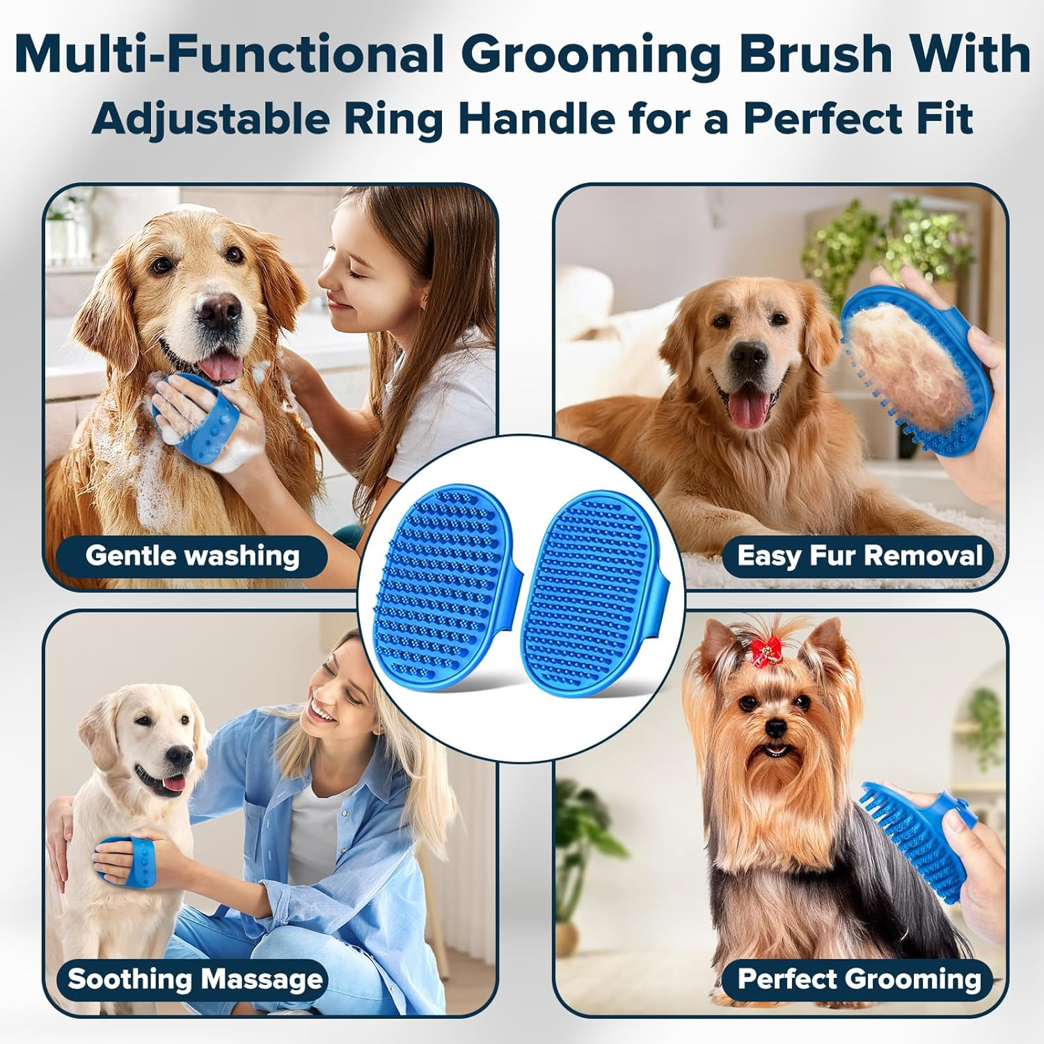 6PCS Pet Grooming Kit for Dogs,Cats and Horses | Dog Washing Gloves | Dog Bath Brush | Dog Bath Gloves | Dog Shampoo Brush | Pet Grooming Gloves | Dog Bath Supplies (Navy Blue) - Image 5