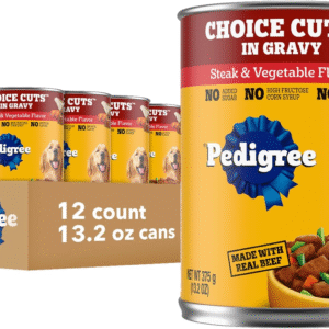 Choice Cuts in Gravy Adult Canned Soft Wet Dog Food, Steak & Vegetable, 13.2 Oz. Cans (12 Count, Pack of 1)