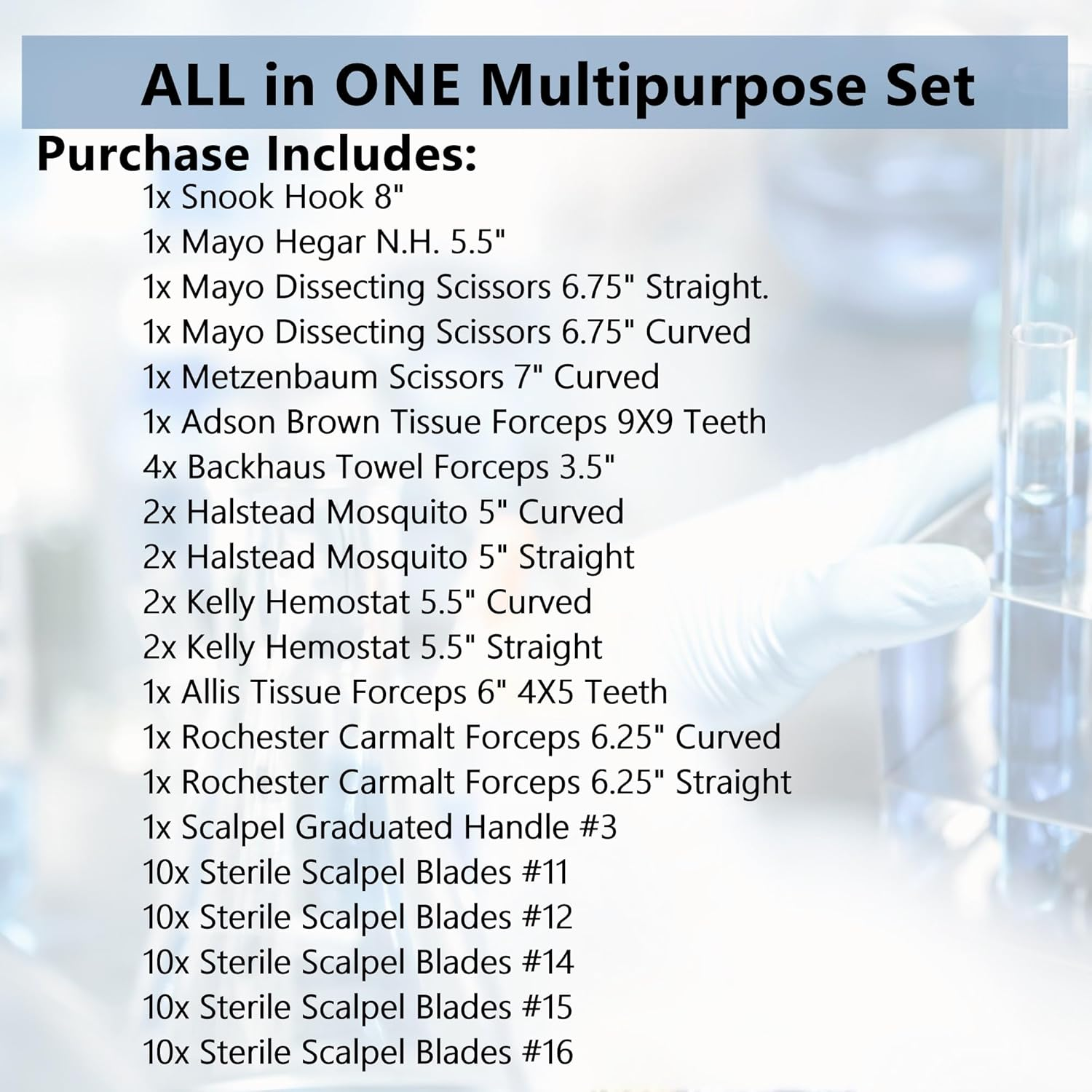 Premium 72 Pcs Feline + Canine Spay Pack Stainless Steel Veterinary Set - Scissors Forceps Hemostats Needle Holder Backhaus Clamps + Extra Blades - All in 1 Complete Kit - Image 7