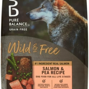 Pure~Balance Wild & Free Salmon & Pea Recipe Dry Dog Food, Grain~Free, Natural Nutrition for All Dog Life Stages, No Fillers or Artificial Preservatives, Supports Healthy Coat & More ~ (11 Lbs).