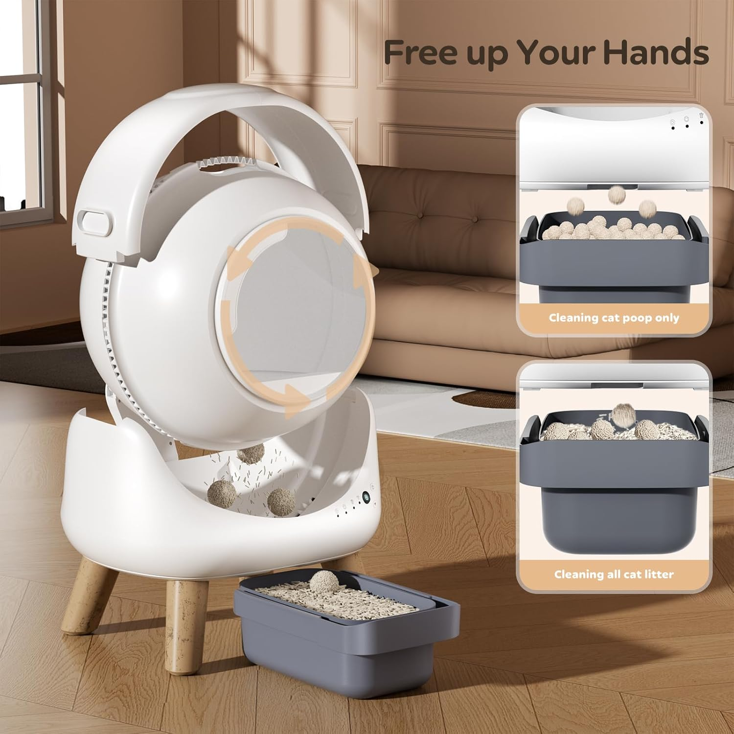 Self Cleaning Litter Box,Automatic Cat Litter Box for Multiple Cats,Robot with APP Control,Dual Safety Protection,Odor-Free Waste Disposal Includes Trash Bags,White - Image 8