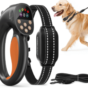 Anti-Tugging Dog Training Collar with Remote Control, Auto Leash Pulling Stop, 3300FT Dog Shock Collars, 3 Training Modes, Beep, Vibration, Static,Ipx7 Rechargeable E-Collar Dogs,Orange