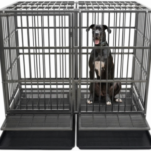 54/48/42/38 Inch Heavy Duty Indestructible and Escape-Proof Dog Crate Cage Kennel for Large Dogs, High Anxiety Dog Crate with Removable Wire Trays and Wheels, Extra Large XL XXL