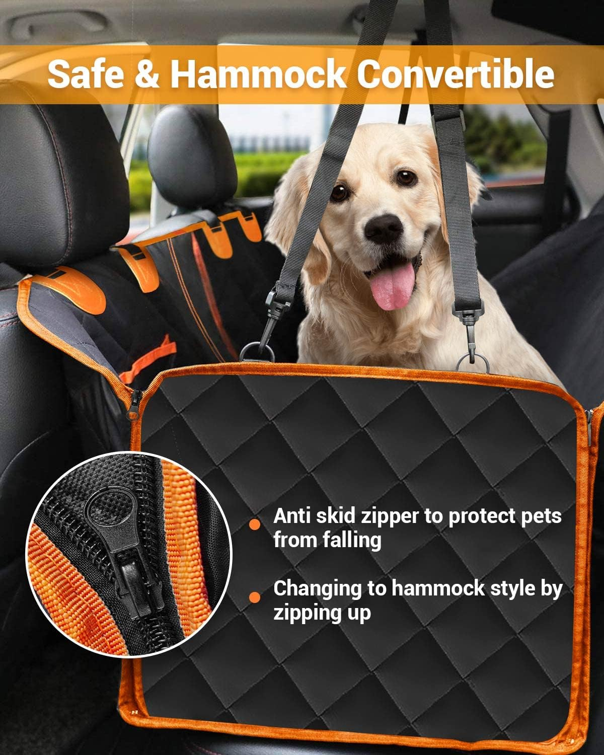 Dog Car Seat Cover, 600D Heavy Durable Dog Seat Cover for Back Seat, 100% Waterproof Scratch Proof Nonslip Dog Hammock for Car with Side Flap, Pet Seat Covers with Seatbelt for Cars Sedan SUV Trucks - Image 5