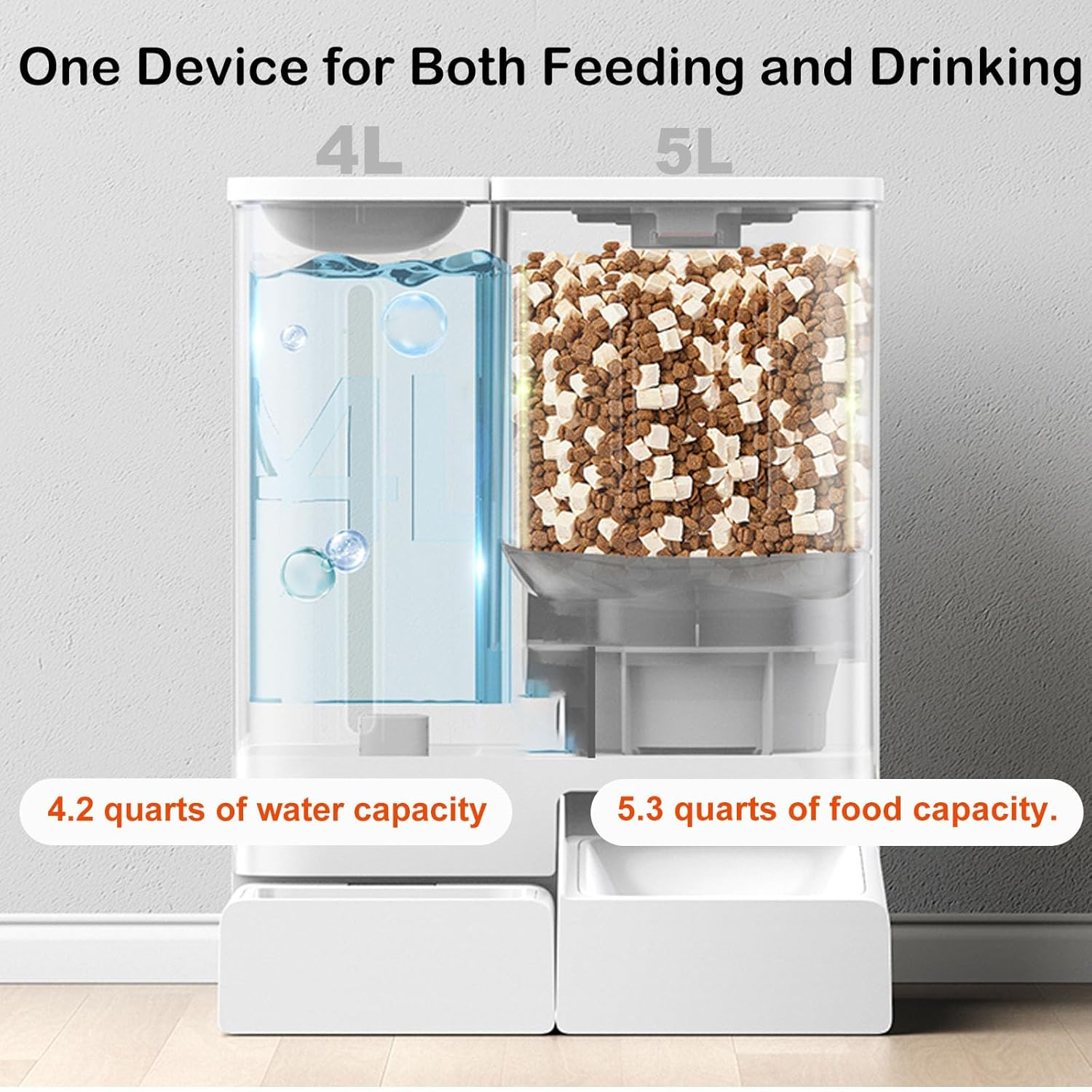 Automatic Cat Feeder and Water Dispenser Set, Dog Food and Water Dispenser Wifi 2-In-1 Set for Pets with App Control - Image 3