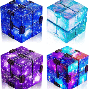 Cube Anxiety Relief Toy Hand Held Magic Sensory Stress Cube Toy for Adults Relieve Stress Christmas Party Favors(4 Pcs,Starry)
