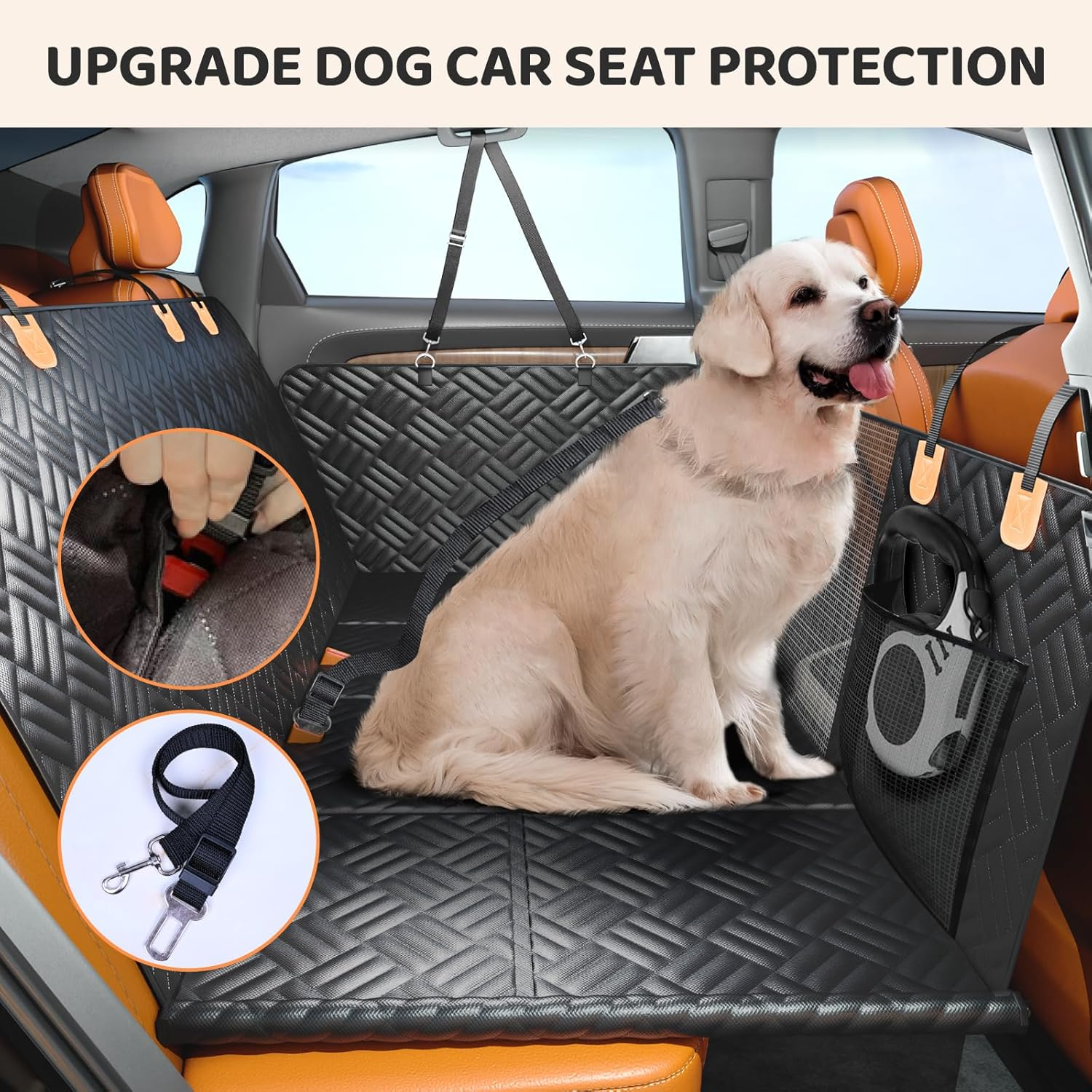 Dog Car Seat Cover for Back Seat, Hard Bottom Back Seat Extender for Dogs - Supports 400Lbs, Back Seat Pet Cover, Dog Hammock for Car SUV and Trucks - Image 3