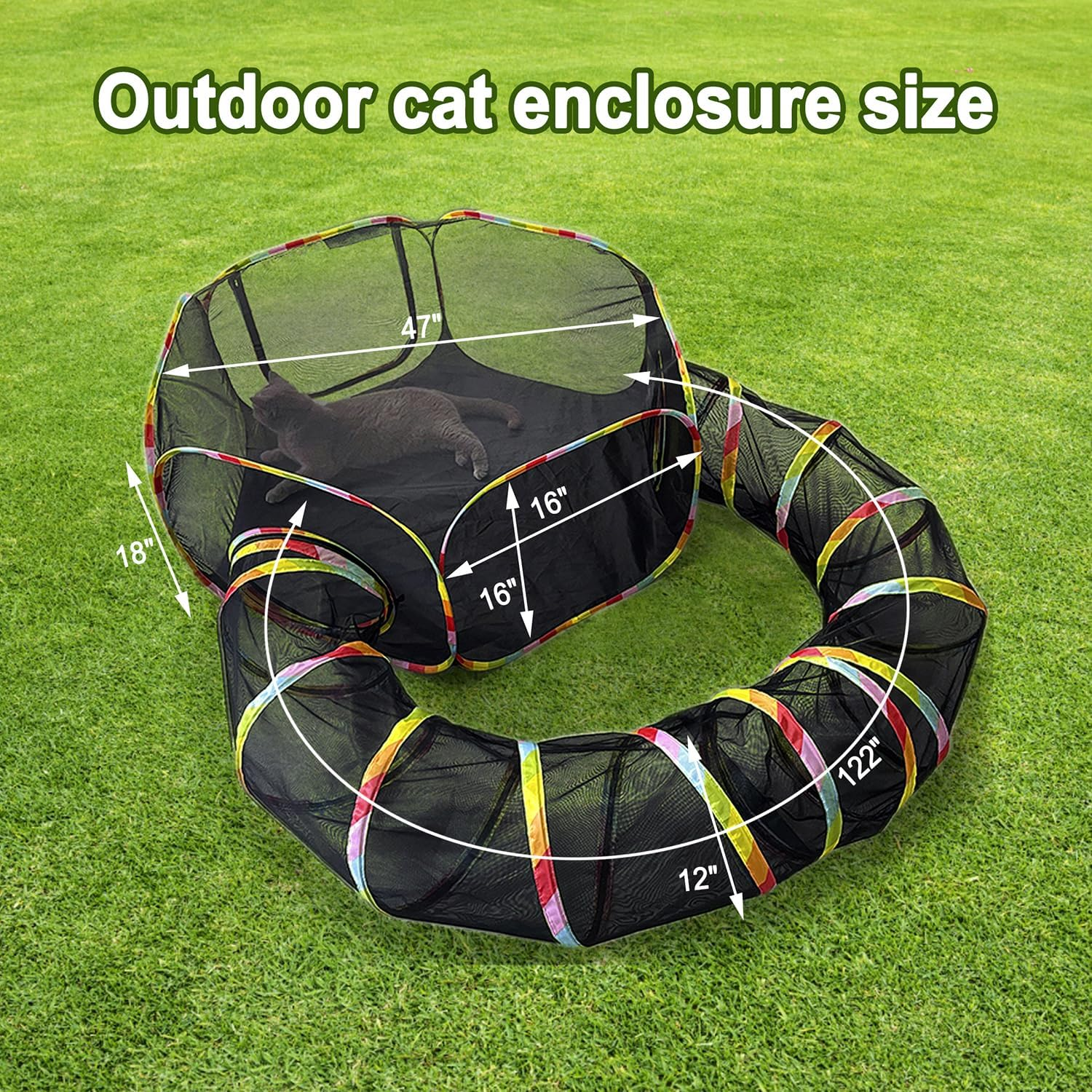Outdoor Cat Enclosure, Portable Cat Tents for Outside, Cage Free outside Cat Playpen Pet Enclosure, Cat Tunnel Outdoor Playground for Indoor Cats & Small Animals - Image 2