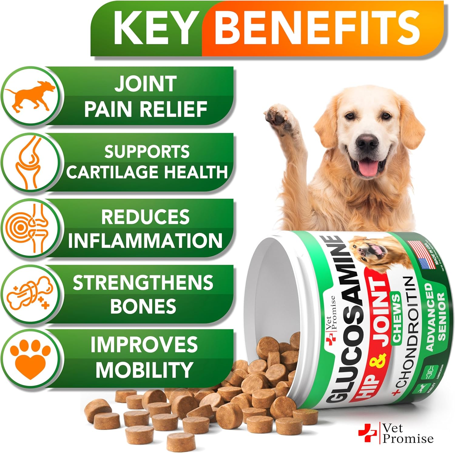 Advanced Glucosamine for Dogs - 170 Chews - Senior Hip and Joint Supplement for Dogs - Glucosamine Chondroitin - Dog Joint Health Pain Relief Pills - MSM - Mobility Support Supplement - Made in USA - Image 2