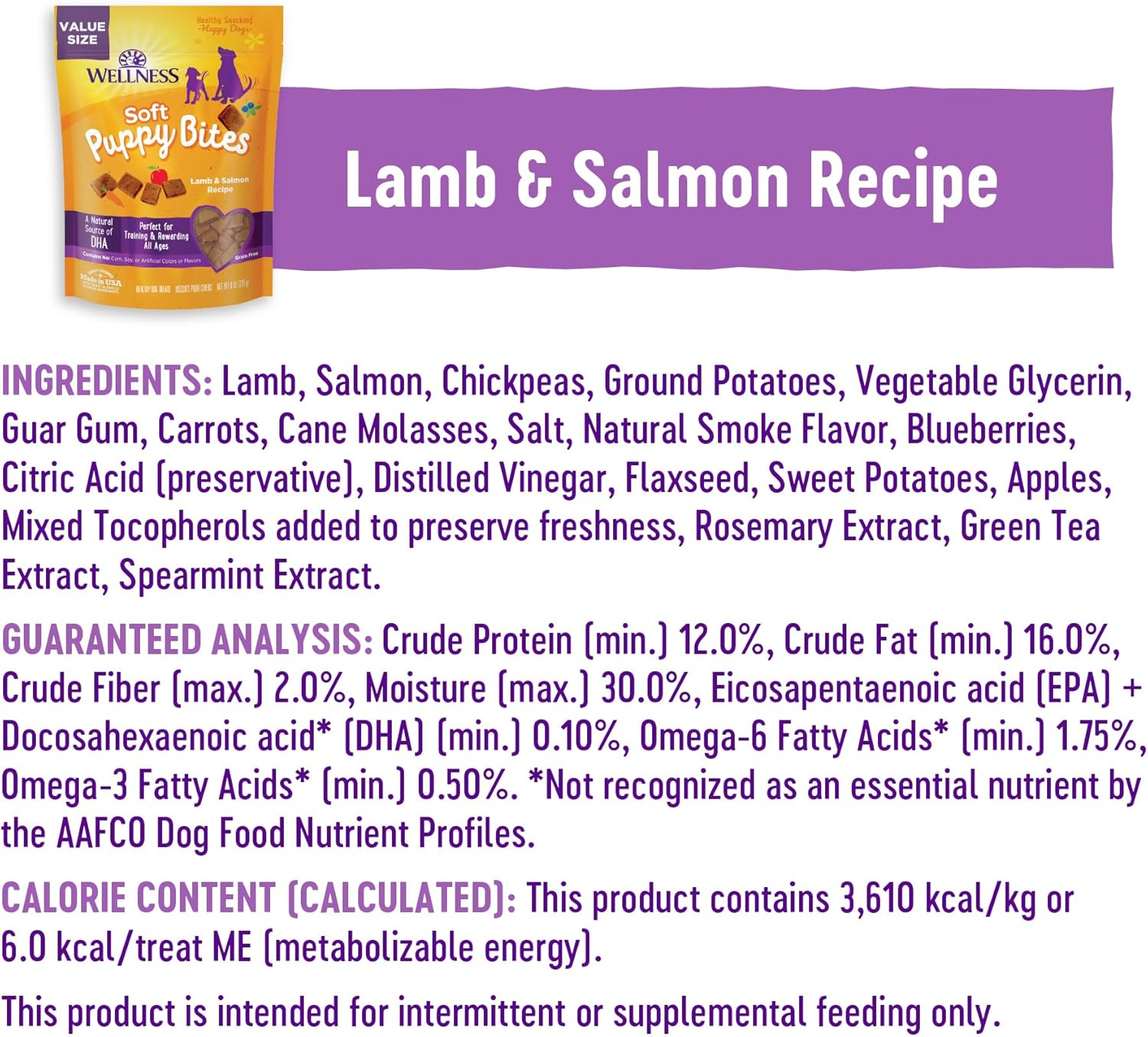 Puppy Treats, Natural, Training Treat, Grain Free, Soft Lamb & Salmon (8 Ounce Bag) - Image 8